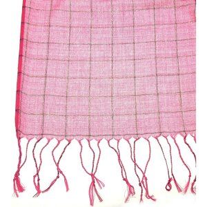 Pashmina Pink Squares Scarf 27x68 Tassels Wrap Shawl Stole Lightweight Xmas Gift